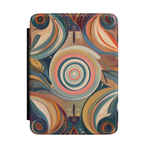 Abstract Retro Swirl Kindle Case - Boho Geometric E-Reader Cover for Paperwhite