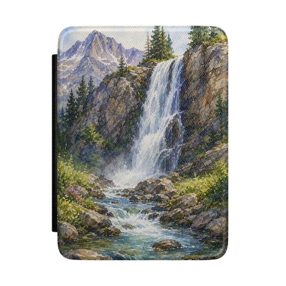 Waterfall Mountain Landscape Kindle Case – Scenic Nature Cover for E-Readers
