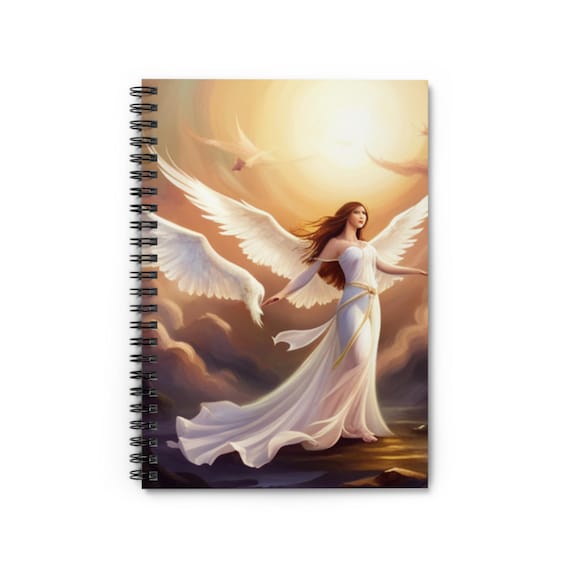 Angel-Themed Spiral Notebook, Inspirational Journal for Writing, Creative Diary, Gift for Writers, Artistic Note Pad, Dream Journal