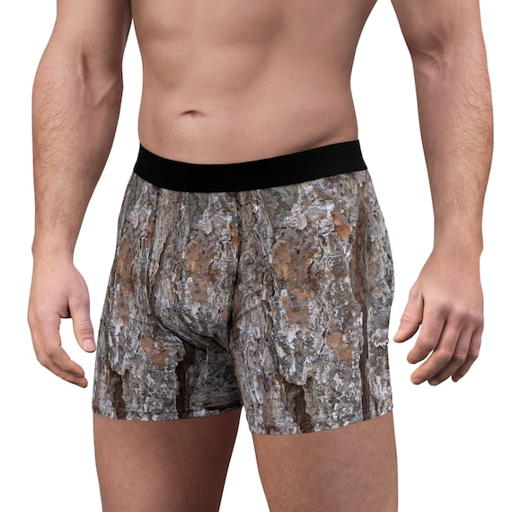 Men's Camo Boxer Briefs - Gift for Him - Underwear for Men - Pine Bark Print