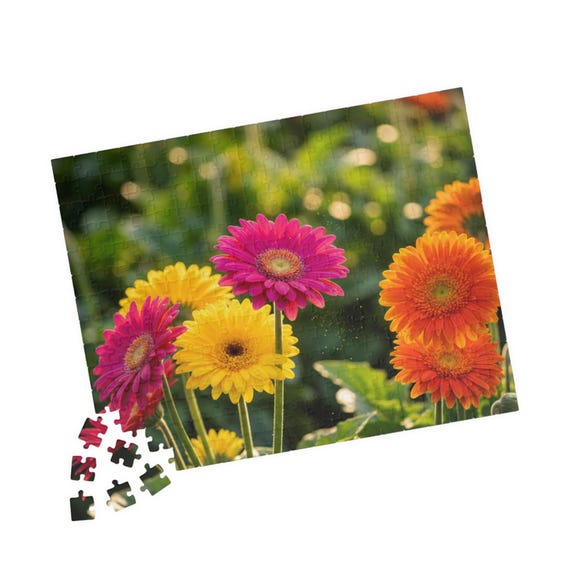 Colorful Gerbera Daisy Garden Jigsaw Puzzle 110-520 Pieces