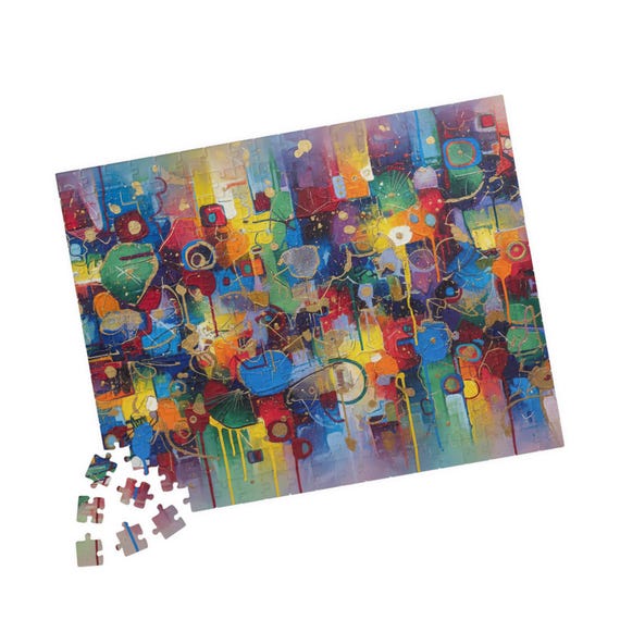 Abstract Drip Art Puzzle – Vibrant Rainbow Design (110/252/520 Pieces)