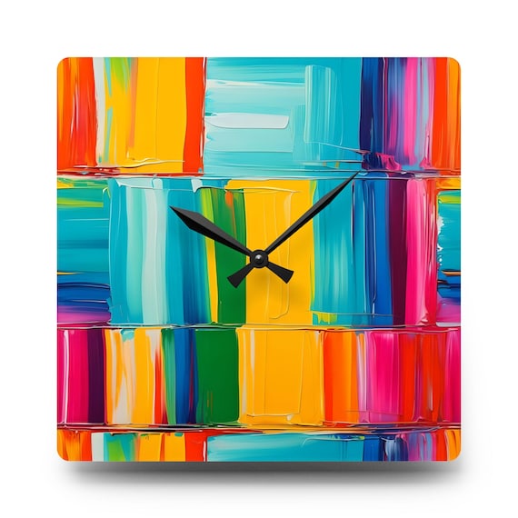 Vibrant Acrylic Wall Clock: Modern Abstract Art Home Decor