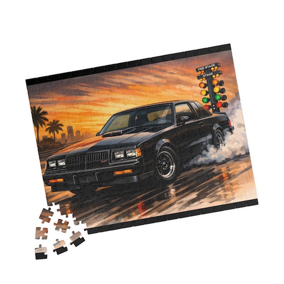 1986 Buick Grand National Burnout Puzzle 110/252/520 Piece | Drag Racing Sunset Scene