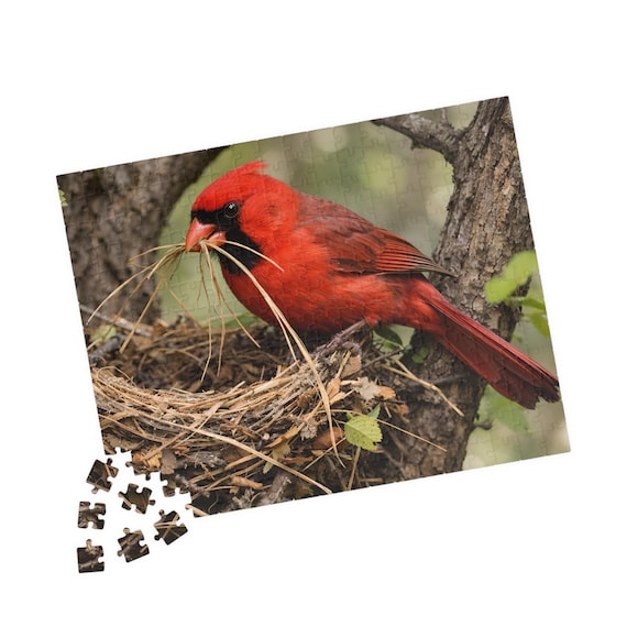 Northern Cardinal Bird Jigsaw Puzzle 110 252 520 Piece Nature Wildlife Gift for Adults