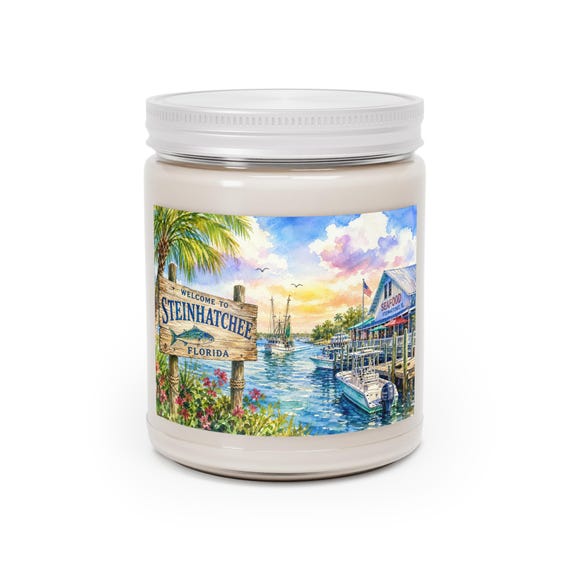 Steinhatchee Florida Waterfront Soy Candle – Coastal Nautical Jar Candle (9 oz)