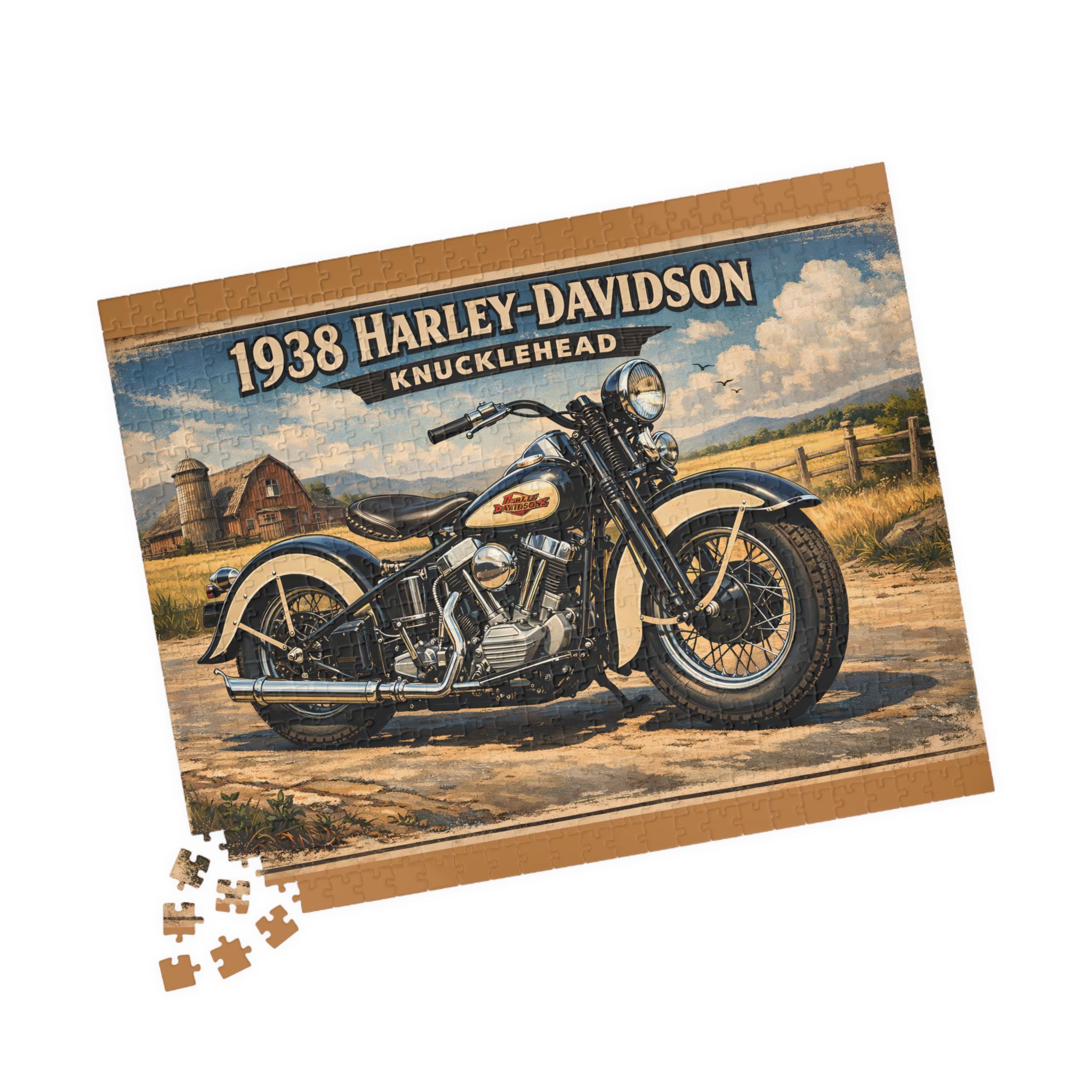 1938 Harley-davidson Knucklehead Motorcycle Puzzle | Vintage Bike