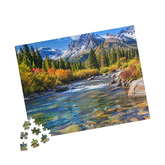 Mountain River Landscape Jigsaw Puzzle – Scenic Nature Art, Relaxing Activity (110-520 Pieces)
