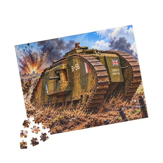 Vintage British WWII Tank Battlefield Puzzle | Mark VIII Liberty Jigsaw