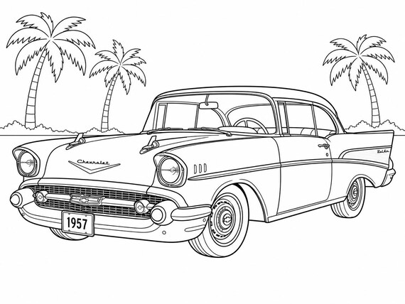 1957 Chevrolet Bel Air Coloring Page | Classic Car Printable (PDF)