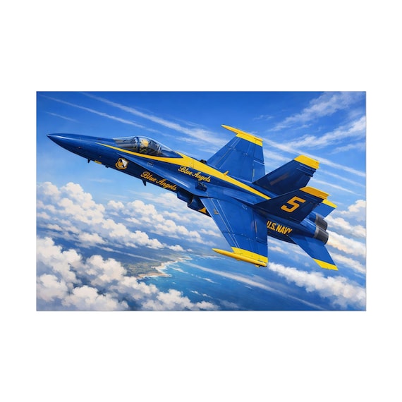 Blue Angels F/A-18 Jet Rolled Poster | Navy Aviation Wall Art | 30" x 20"