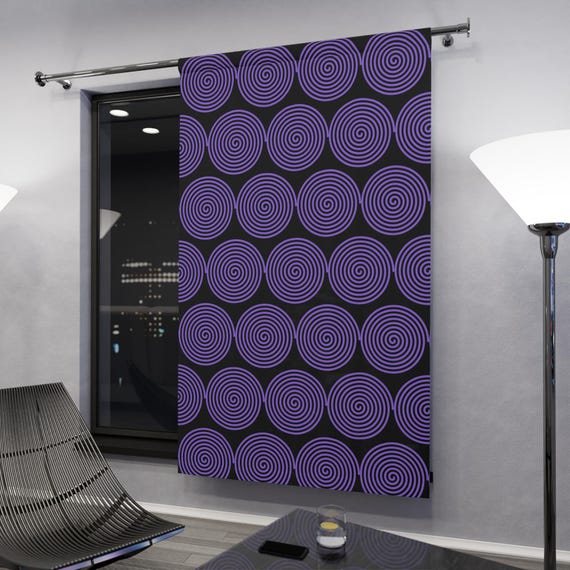 Boho Spiral Window Curtains: Purple Swirl Drapes for Modern Living Room & Bedroom Decor