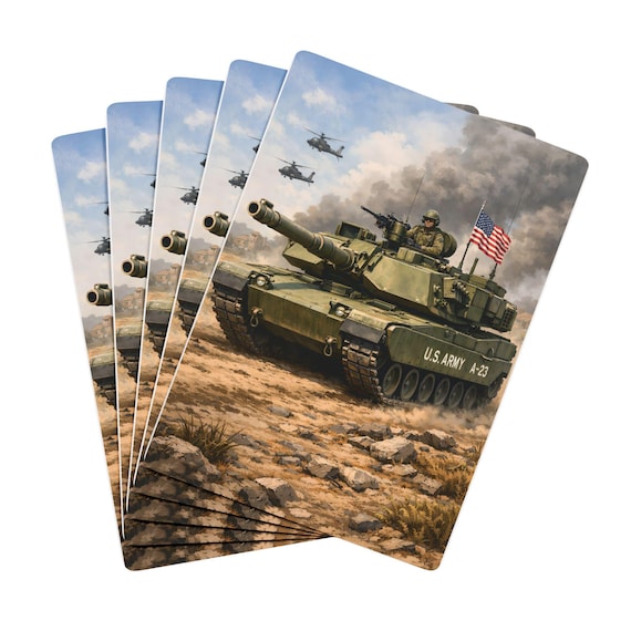 Army Tank Illustration Playing Cards | Military Combat Deck