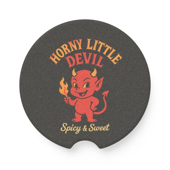 Soapstone Car Coaster: Horny Little Devil - Spicy Humor Automotive