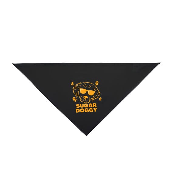 Black Pet Bandana with 'Sugar Doggy' Graphic - Cute Dog Accessories