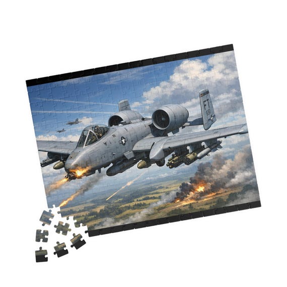 A-10 Warthog Attack Scene Puzzle 110 to 520-piece | Military Jet Jigsaw