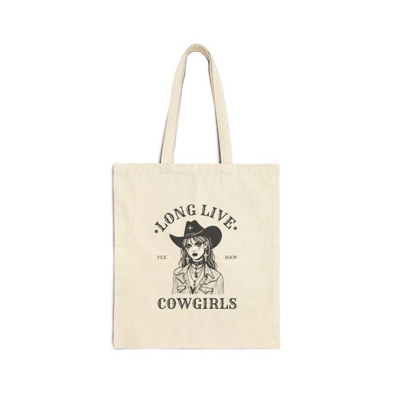 Cowgirl Chic: Cotton Tote Bag with 'Long Live Cowgirls' Graphic