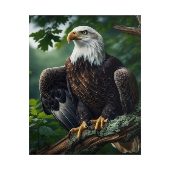 Majestic Eagle Rolled Poster: Wildlife Art for Nature Lovers, Eco-Friendly Home & Office Wall Decor