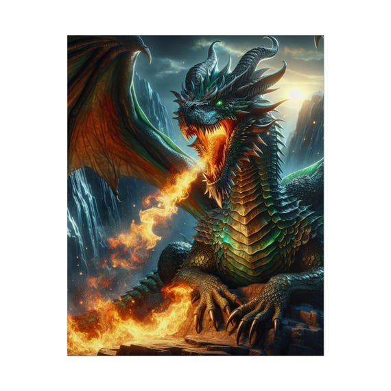 Dragon Fantasy Art Poster: Vivid Giclée Print - 16x20