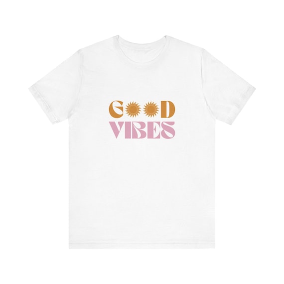 Positive Energy Short Sleeve Tee: Feel Good Vibes Graphic Shirt for Women, Motivational Casual Top Gift