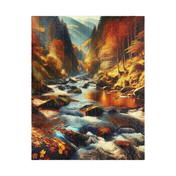 Scenic Autumn River Jigsaw Puzzle: 110-520 Pieces, Family Game, Relaxation Gift, Nature Lover Decor