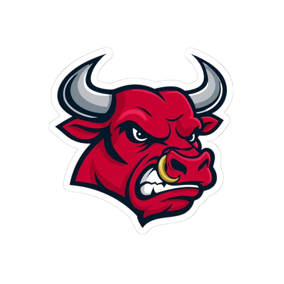 Fierce Bull Kiss-cut Stickers: Unique Laptop Decals, Sports Team Decor ...