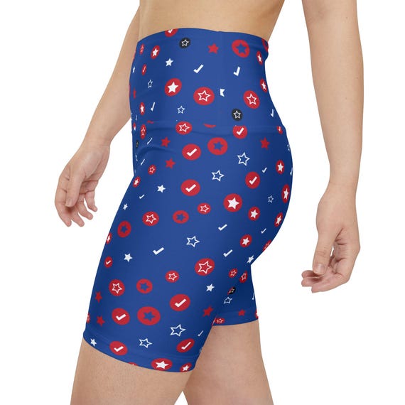 Patriotic Women's Athletic Shorts: Stylish & Comfortable for Gym, Yoga, Beach, July 4th Celebrations