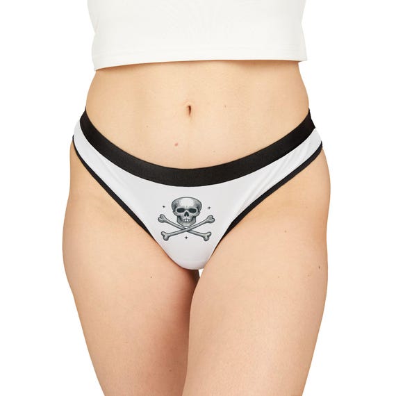 Skull & Crossbones Women's Thongs, Edgy Underwear for Halloween, Gift for Her, Skull Lingerie, Unique Panties