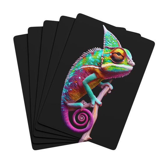 Colorful Chameleon Playing Cards - Vibrant Poker Deck for Game Night Fun & Gifts