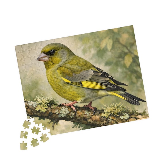 Greenfinch Bird Illustration Jigsaw Puzzle 110-520 Pieces Wildlife Nature Art Gift