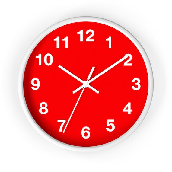 Red Minimalist Wall Clock | Modern Round Design, Silent Mechanism, Plexiglass Face