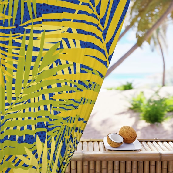 Tropical Jungle Window Curtain, Bohemian Home Decor, Beach Vibes, Modern Living Room Accessories, Nature Inspired