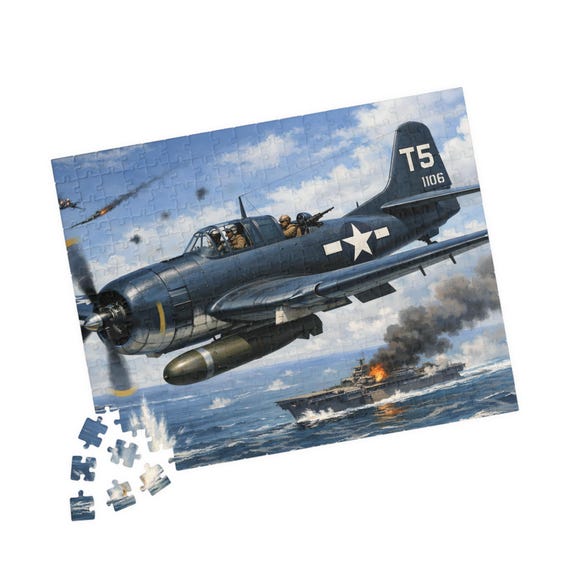 WWII Corsair Dive Bomber Puzzle 110/252/520 Piece | Naval Air Combat Jigsaw