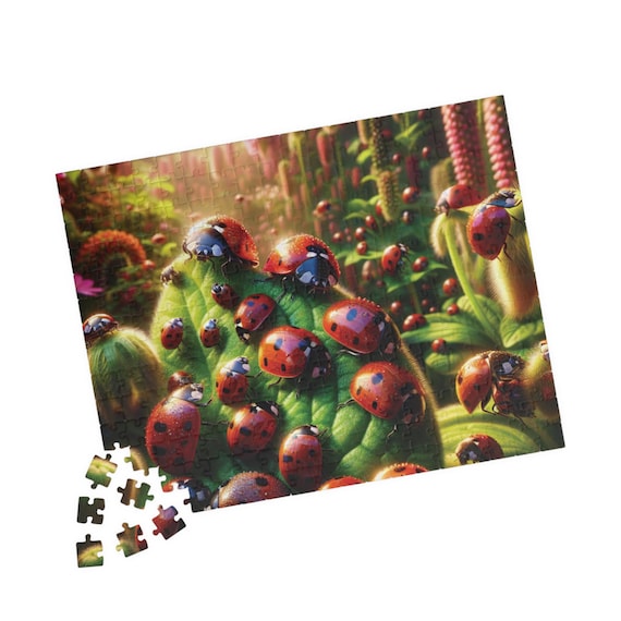 Ladybug Garden Jigsaw Puzzle: Colorful Nature Scene (110-520 Piece)