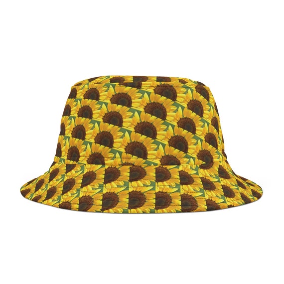 Sunflower Print Bucket Hat - Floral Fashion Accessory