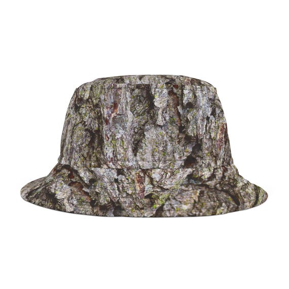 Trendy Camo Bucket Hat - Gift for Outdoorsmen - Natural Oak Tree Camouflage Pattern