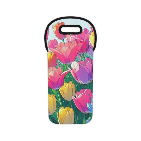 Elegant Floral Wine Tote Bag for Picnics, Parties, Gifts, Housewarming & Spring Celebrations