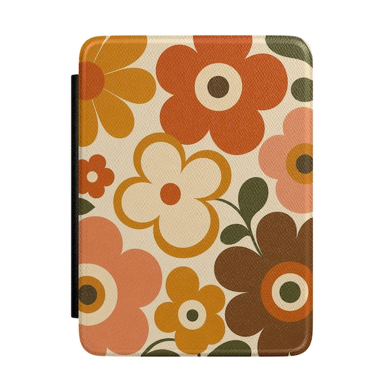 Retro Floral Kindle Case 70s Vintage Flower Pattern Boho eReader Cover Gift for Mom
