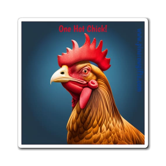 Refrigerator Magnets-One Hot Chick-Chicken Theme-Farm House Decor-3"x3" or 4"x4"