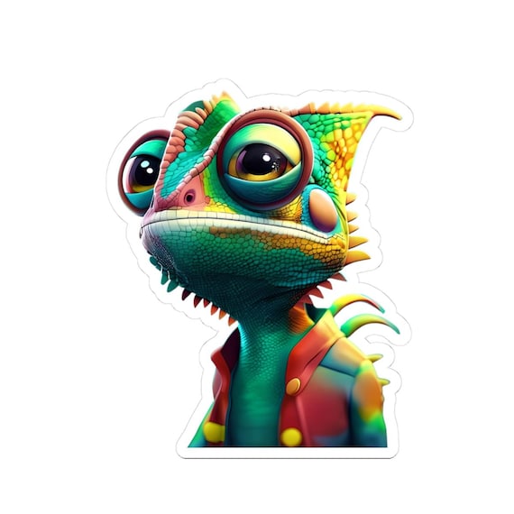 Vibrant Chameleon Kiss-Cut Stickers, Colorful Laptop Decals, Unique Art Stickers, Fun Gift for Nature Lovers, Cute Home Decor
