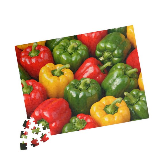 Colorful Bell Pepper Jigsaw Puzzle - Vegetable Photo Art Game for Kitchen Decor, Family Fun