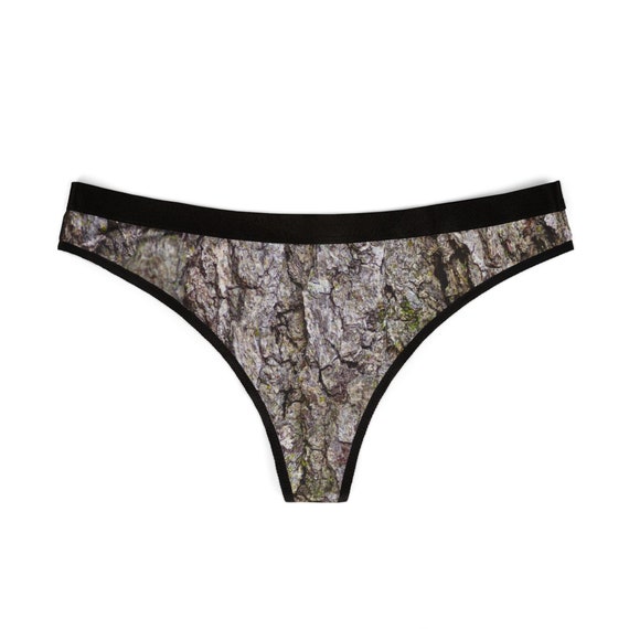 Oak Tree Camouflage Thong: Nature-Inspired Rustic Underwear for Women - Sexy Woodland Lingerie