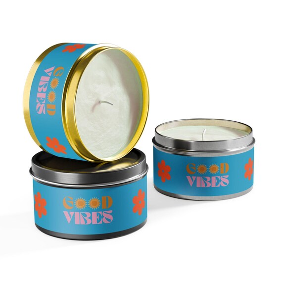 Good Vibes Soy Wax Tin Candle - Handmade Aromatherapy for Relaxation, Meditation & Positive Energy