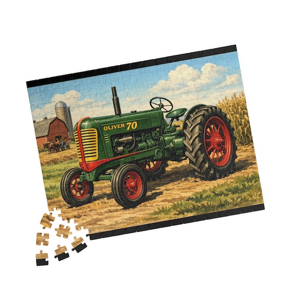 Vintage Oliver 70 Tractor Farm Scene Puzzle 110 to 520 Piece | Retro Agricultural Art