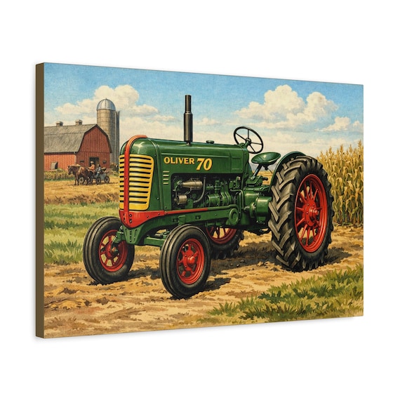 Oliver 70 Vintage Tractor Canvas Print | Farmhouse Wall Art, Rural Scene (Ready to Hang)