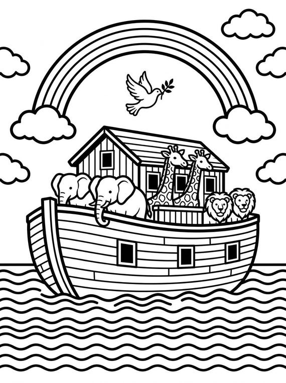 Noah's Ark Bible Coloring Page | Kids' Printable (Digital Download)