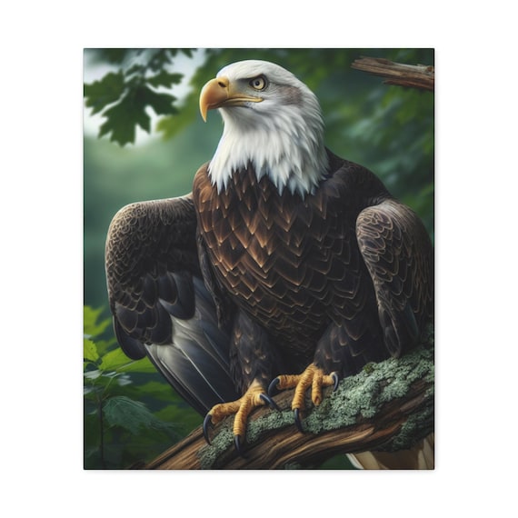 Majestic Eagle Canvas Art Print, Wildlife Home Decor, Nature Wall Art, Bird Lover Gift, Rustic Office Decoration, Inspirational Art