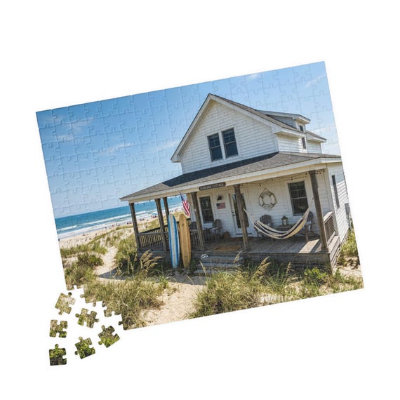 Beachfront Cottage Puzzle 110/252/520-piece | Coastal House Jigsaw