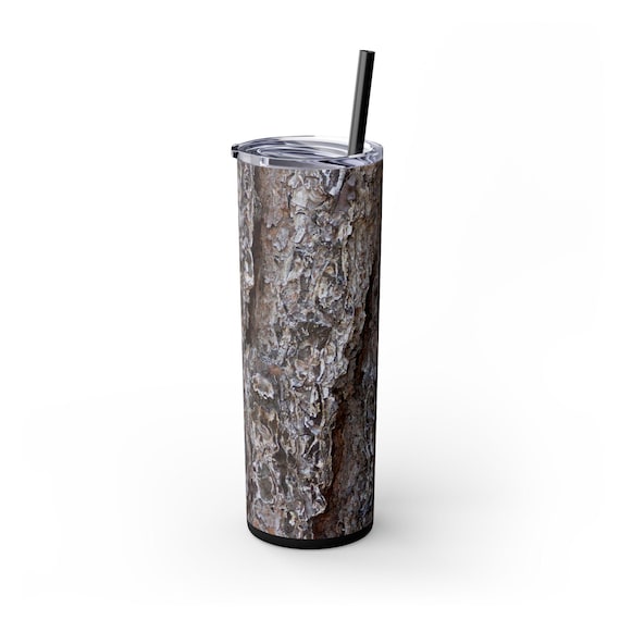 Camouflage Skinny Tumbler, Pine Tree Bark Pattern, Stainless Steel Cup, Hunting Gift, Outdoor Sports Mug, Nature Lover Tumbler, Camping Gear