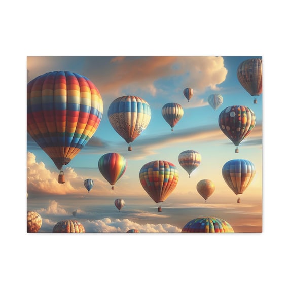Vibrant Hot Air Balloon Canvas Print: Inspirational Wall Art for Home, Kids Room, Office & Travel Lovers